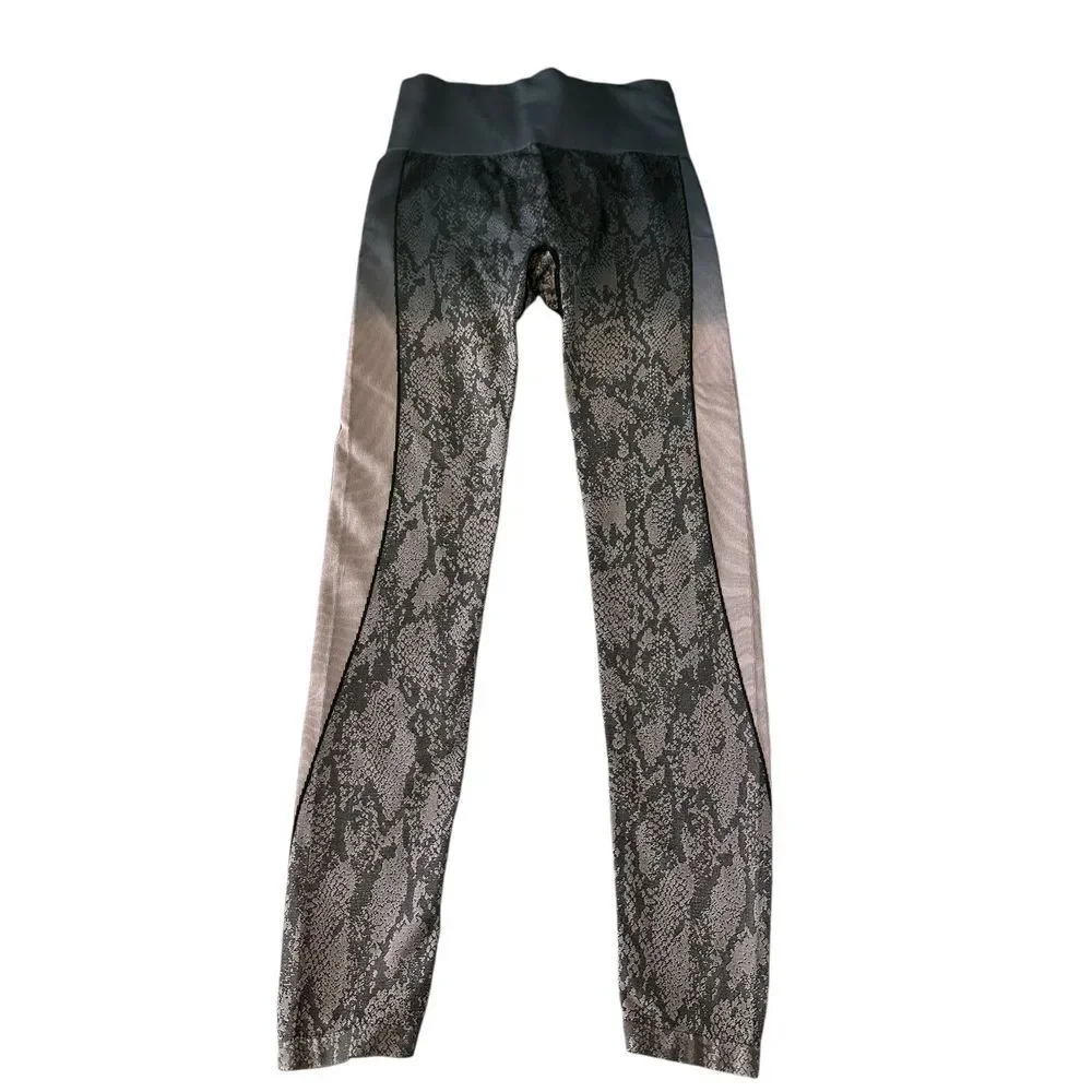 Designer Snake Print Athletic Leggings Workout Yoga Pants High Waist Compression - Picture 2 of 16